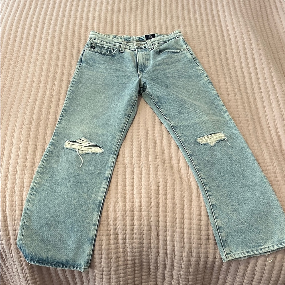 High-waisted straight AG RHETT distressed jeans